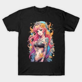 Ink Stains and Tears Emo Goth Anime Girl T-Shirt